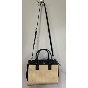 Kate Spade New York Cameron Street Candace Raffia Straw Leather Satchel Purse